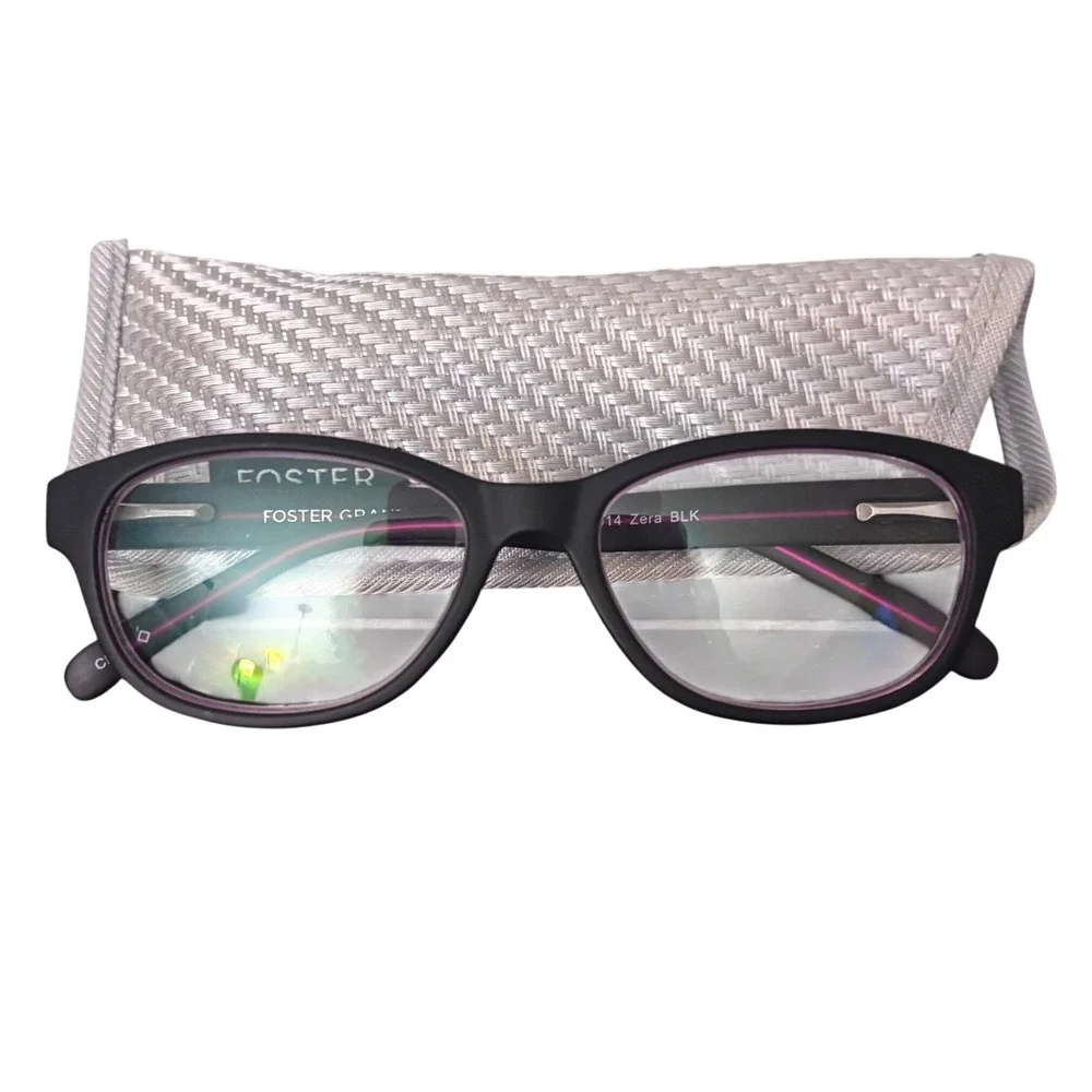 Foster‎ Grant Zera BLK HD1014 Black Pink Oval Reading Glasses +2.75 with Case